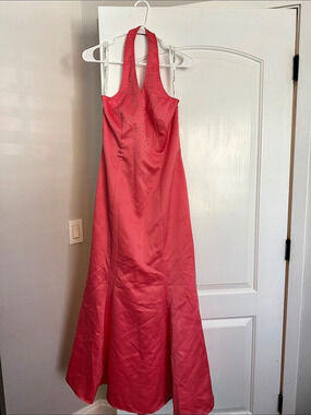 Morgan & Co. Pink Rhinestone Halter Maxi Dress
